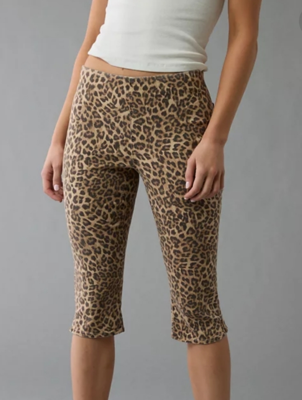AE Stretch Low-Rise Leopard Capri Pant